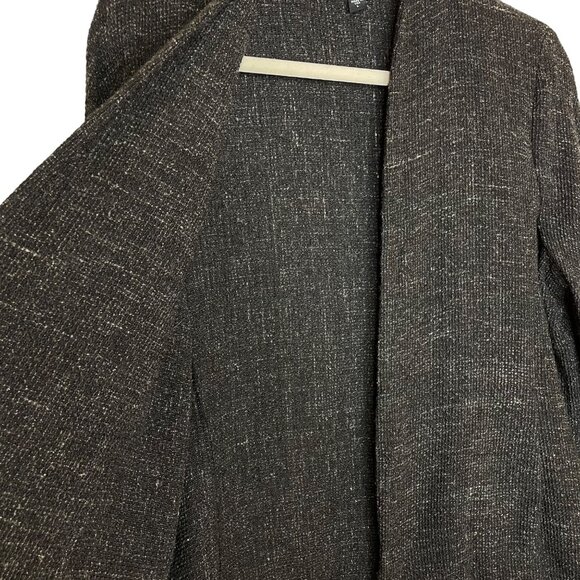 Eileen Fisher Charcoal Grey and Black Tweed Open Front Jacket, L - Picture 5 of 9